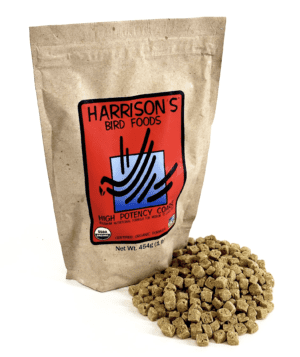 A bag of Harrisons High Potency Coarse - 5 lb bird dog treats.
